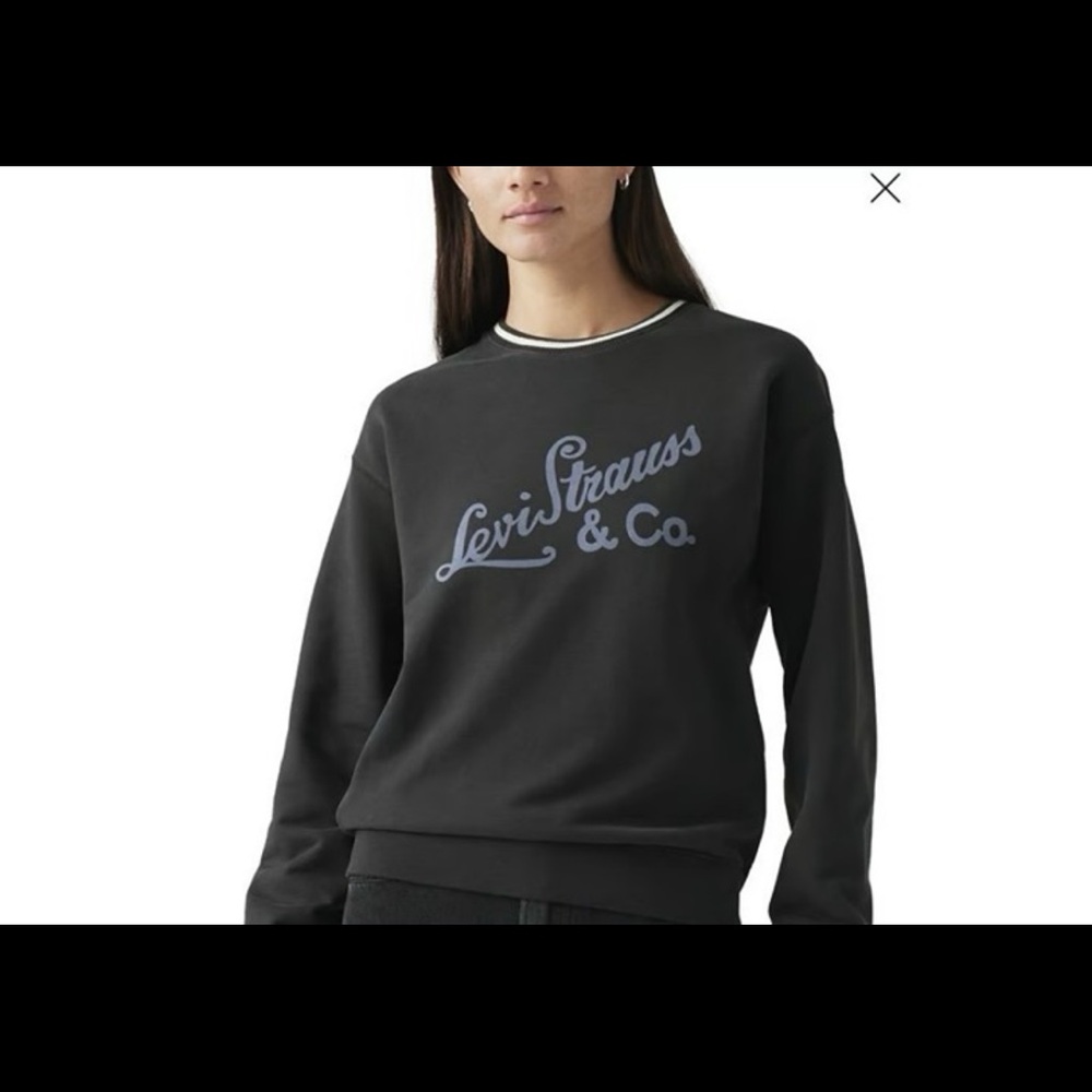 Levi's Black Crew Neck Sweater with Blue Script